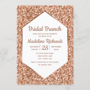 Rose Gold Glitter Glam Bridal Brunch Invitation