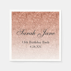 Rose Gold Glitter Glam Personalised Napkin