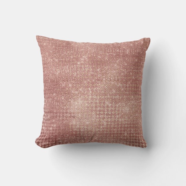 Rose Gold Glitter Glam Sparkle Grill Pillow (Front)