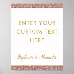 Rose Gold Glitter & Gold Custom Text Signs