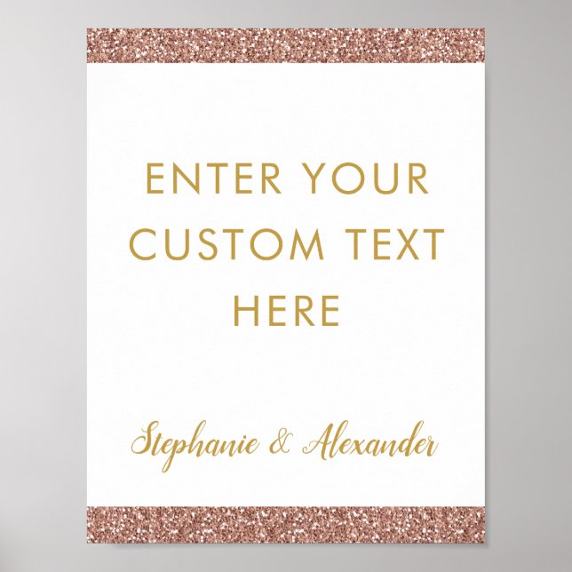 Rose Gold Glitter & Gold Custom Text Signs (Front)