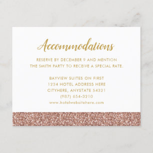 Rose Gold Glitter & Gold Invitation Insert Card