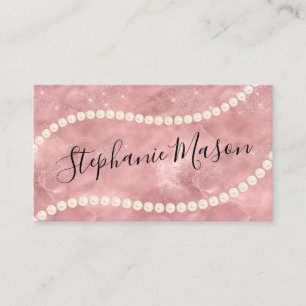 Rose Gold Glitter Gold Pearl Jewellery Shop Business Card