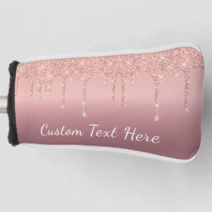 Rose Gold Glitter Golf Head Cover with Custom Text