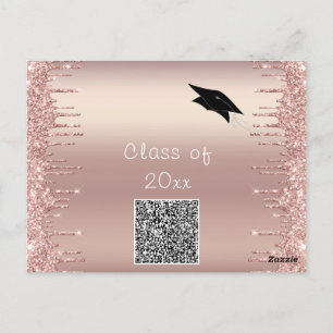 Rose Gold Glitter Graduation Invitation Example Postcard