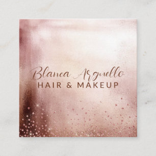 Rose Gold Glitter Hair Makeup Artist Appointment & Square Business Card