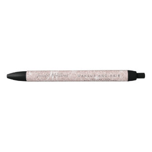 Rose Gold Glitter Hair Makeup Salon Promotion Black Ink Pen