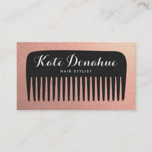 Rose Gold Glitter Hairstylist Comb Salon Business Card