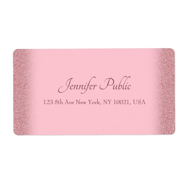 Rose Gold Glitter Handwriting Script Template Chic (Front)