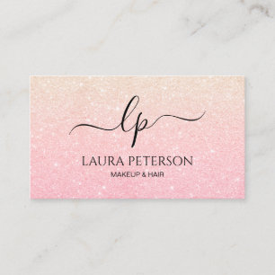 Rose gold glitter handwritten script calligraphy business card