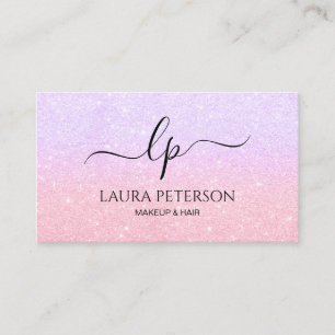 Rose gold glitter handwritten script calligraphy business card