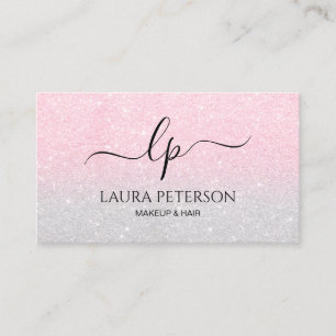 Rose gold glitter handwritten script calligraphy business card