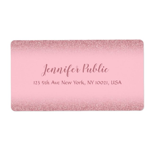 Rose Gold Glitter Handwritten Template Shipping (Front)