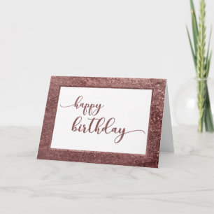 Rose Gold Glitter Happy Birthday Card