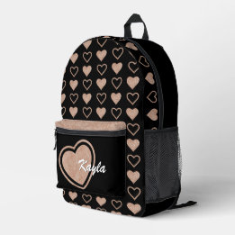 Rose Gold Glitter Heart Personalised Backpack