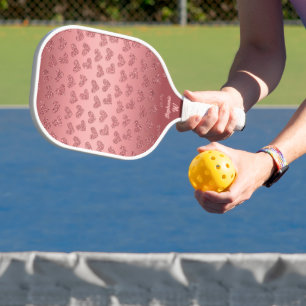Rose Gold Glitter Hearts   Chic Modern Style Pickleball Paddle