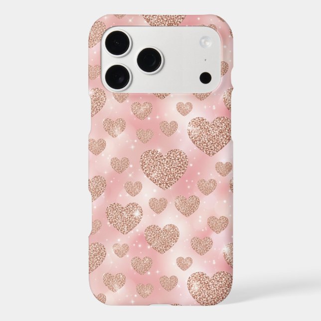 Rose Gold Glitter Hearts Pink Pattern (Back)