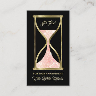Rose Gold Glitter Hourglass Hair and Makeup Appointment Card