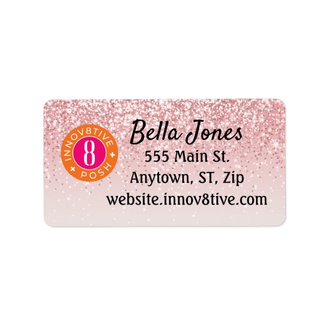 Rose Gold Glitter Innov8tive Posh Address Label (Front)