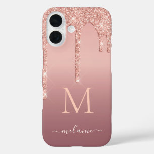Rose Gold Glitter iPhone Case Custom Name Letter
