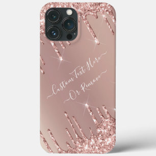Rose Gold Glitter iPhone Case with Custom Text