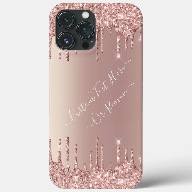Rose Gold Glitter iPhone Case with Custom Text (Back)