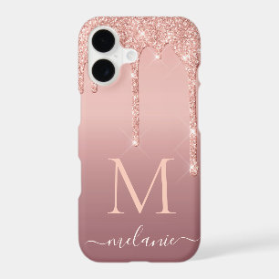 Rose Gold Glitter iPhone Case Your Letter and Name