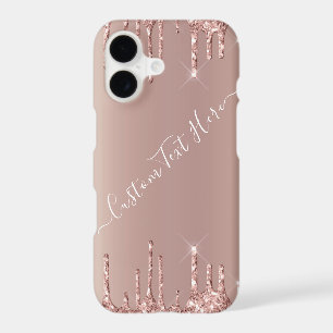 Rose Gold Glitter iPhone Cases with Custom Text