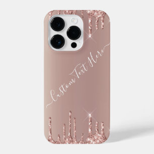 Rose Gold Glitter iPhone Cases with Custom Text