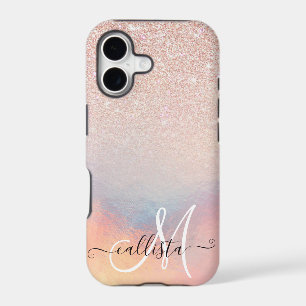 Rose Gold Glitter Iridescent Holographic Gradient