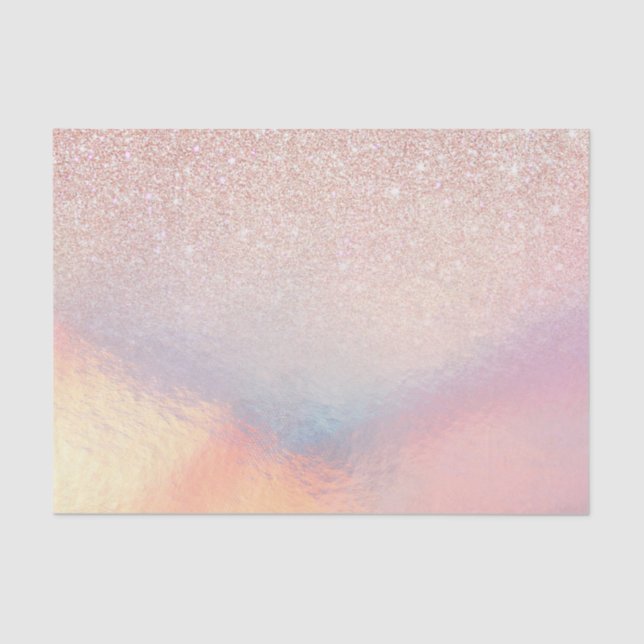 Rose Gold Glitter Iridescent Holographic Gradient Tissue Paper (Front)