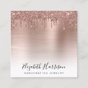Rose Gold Glitter Jewellery Display Square Business Card