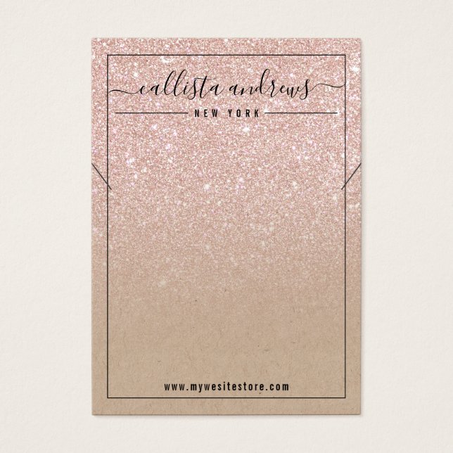Rose Gold Glitter Kraft Necklace Display Card (Front)