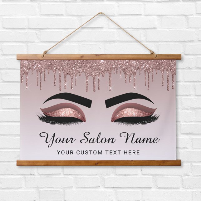 Rose Gold Glitter Lash Brow Beauty Business Hanging Tapestry (Creator Uploaded)