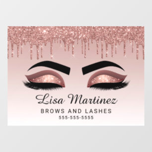 Rose Gold Glitter Lash Brow Beauty Business Window Cling