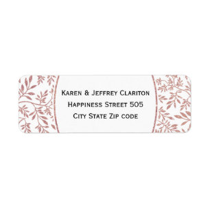 Rose gold glitter leaves pattern, frame wedding