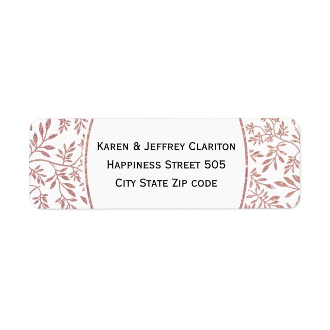 Rose gold glitter leaves pattern, frame wedding (Front)