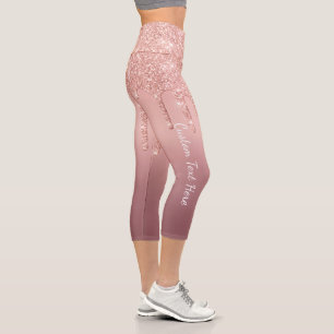 Rose Gold Glitter Leggings Personalised Text