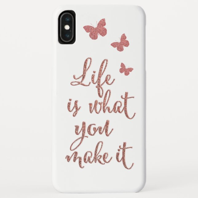 Rose Gold Glitter | Life Is What You Make It quote Case-Mate iPhone Case (Back)