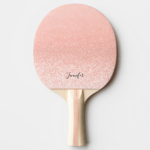 Rose Gold Glitter Lights Personalised Ping Pong Paddle