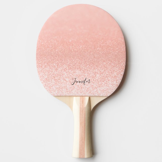 Rose Gold Glitter Lights Personalised Ping Pong Paddle (Front)