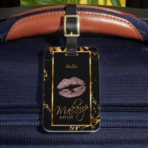 Rose Gold Glitter Lips - Makeup Artist Luggage Tag