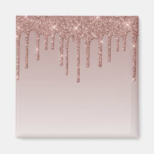 Rose Gold Glitter Liquid Drips Magnet