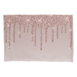 Rose Gold Glitter Liquid Drips Pillowcase