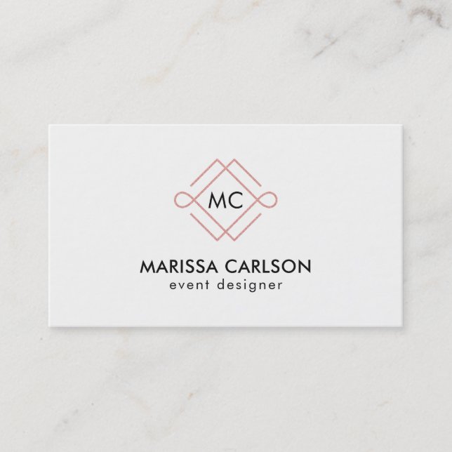 Rose Gold Glitter Logo Business Card (Front)