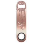 Rose Gold Glitter Look Drips Monogram Metal