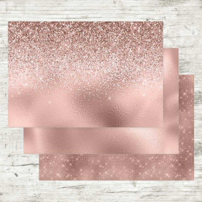 Rose Gold Glitter look Faux Foil Print Wrapping Paper Sheet (Creator Uploaded)