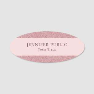 Rose Gold Glitter Look Modern Elegant Template Name Tag