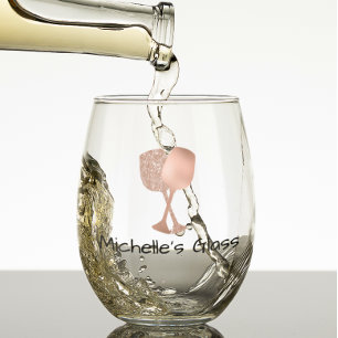 Rose Gold Glitter look  Stemless Wine Glass