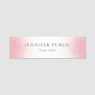 Rose Gold Glitter Look Trendy Modern Template Name Tag